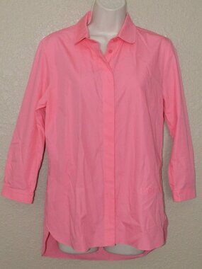 Sz 38 4 Patou Pink Oversized Cotton Poplin 3/4 Sleeve Blouse
